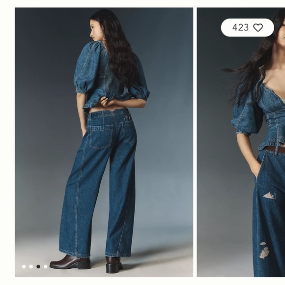 The Lex Embroidered High-Rise Taper Jeans by Pilcro - Picture 3 of 3